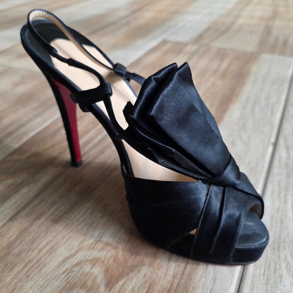 Christian Louboutin Pour Monsieur 120 Crepe Statin Black Strap Shoes Eur. 39